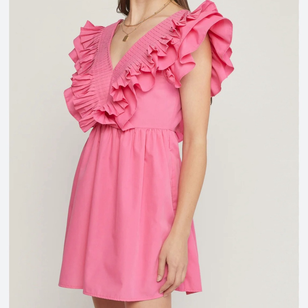 Entro ruffle dress size small pink